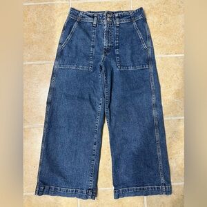 GAP High-Rise Wide-Leg Crop Jeans - Deep Indigo Blue